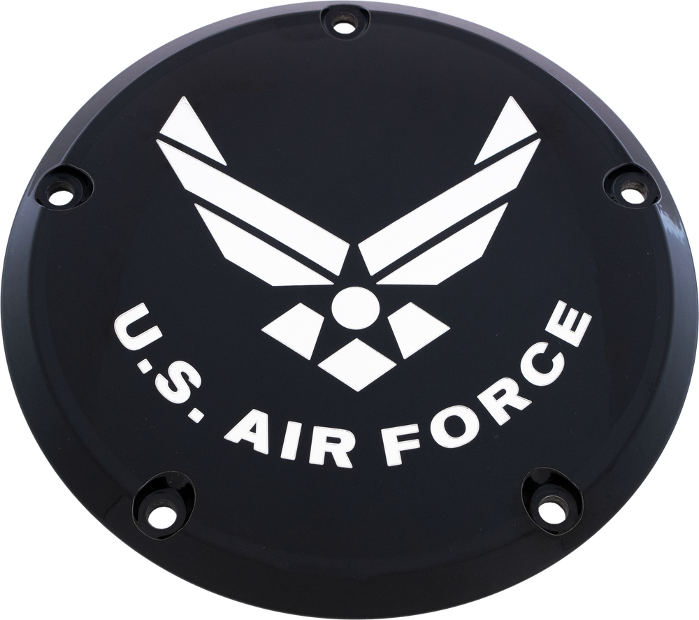 Custom Engraving 7 M8 FLT FLH Derby Cover Air Force Black - AIRF04-46BG For Harley Touring 2015-2022