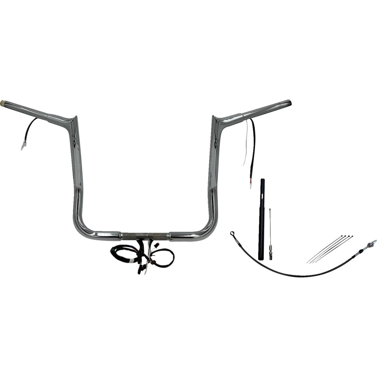 FAT Baggers INC. EZ Install Wired 1-1/4" Pointed Top Handlebar Kit 14" Chrome - 912014 For Harley Touring 2021-2022