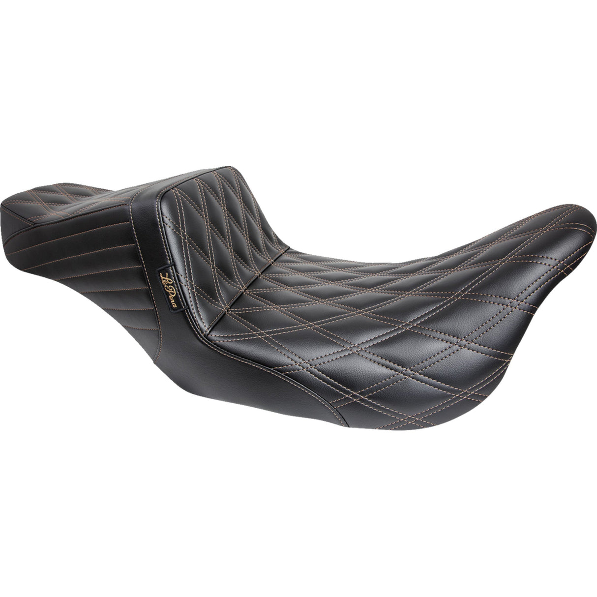 LePera Tailwhip Seat Double Diamond With Chestnut Thread Black - LK-587DD-CHET For Harley Touring 2008-2024