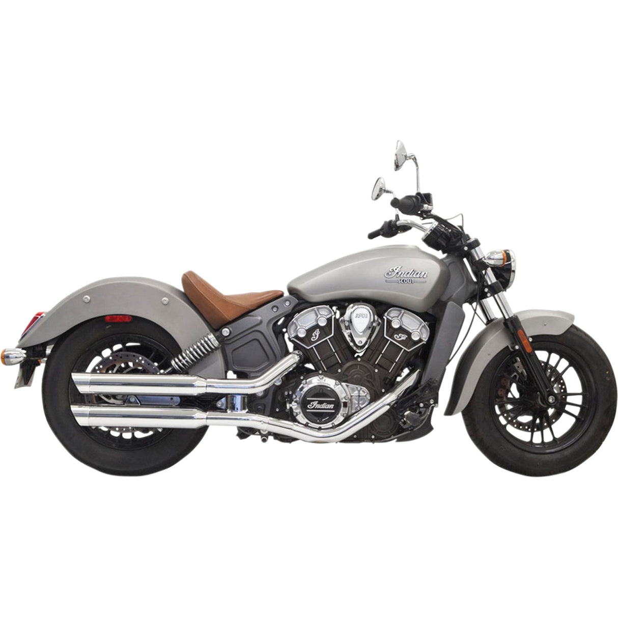Bassani Xhaust Slip-On Mufflers 3" Billet End Cap Chrome - 8S27SC For Indian Scout 2015-2024