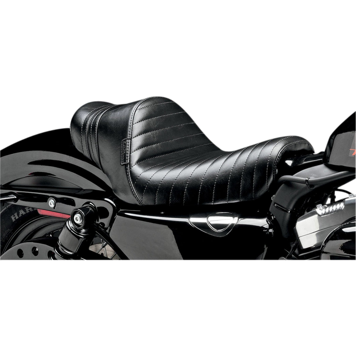 LePera Stubs Spoiler Seat Pleated Black With Black Stripes - LK-416BLK For Harley Sportster 2010-2022