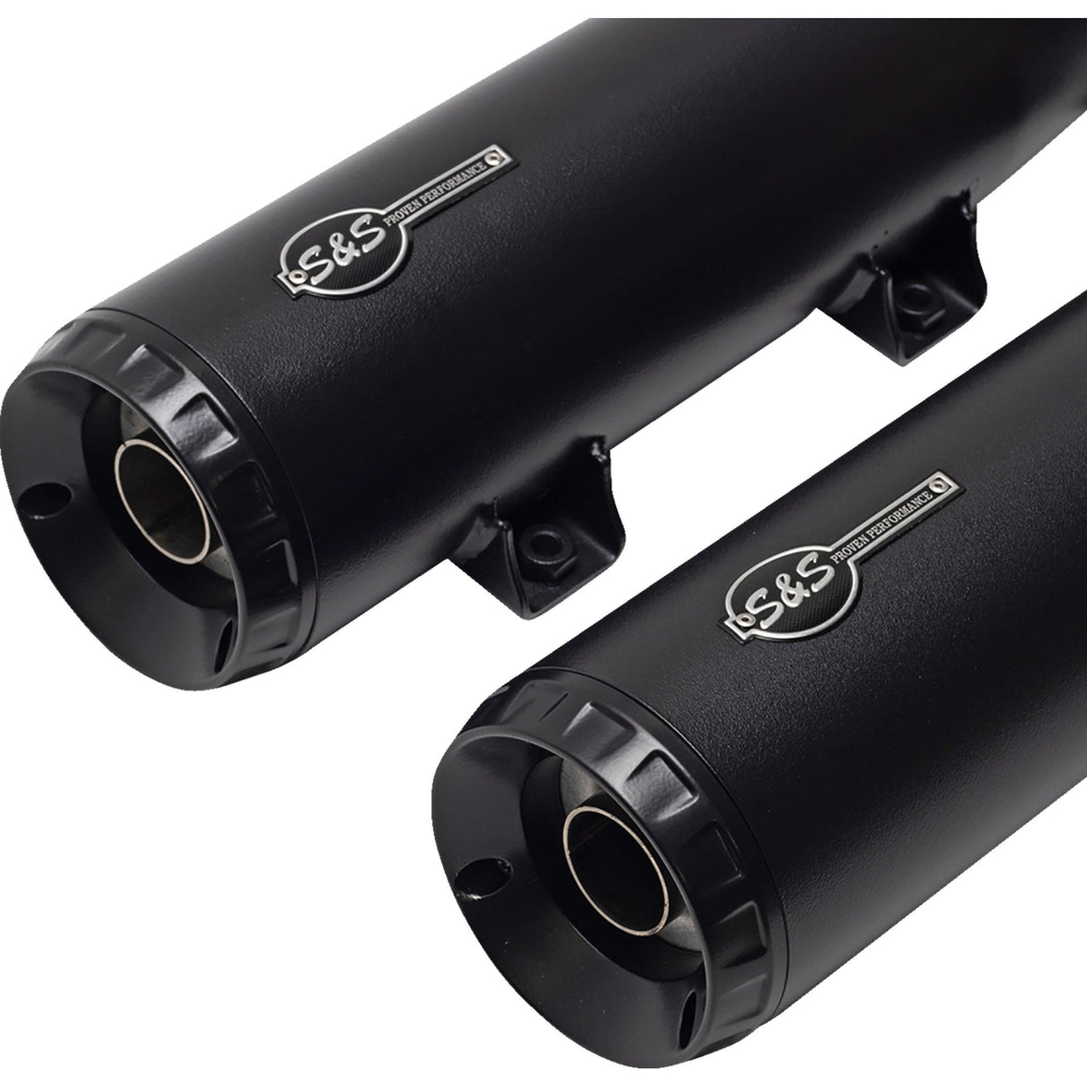 S&S Cycle Grand National Slip-On Mufflers Black Race Only - 4110-266-R For Indian Scout 2019-2023