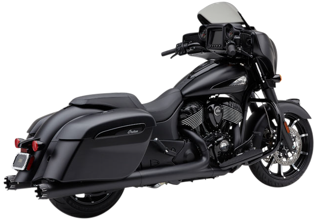 Cobra 4" NH Dual CUT Slip-ONS Black Indian GEN-2 BAG - 5208B For Indian 2014-2021