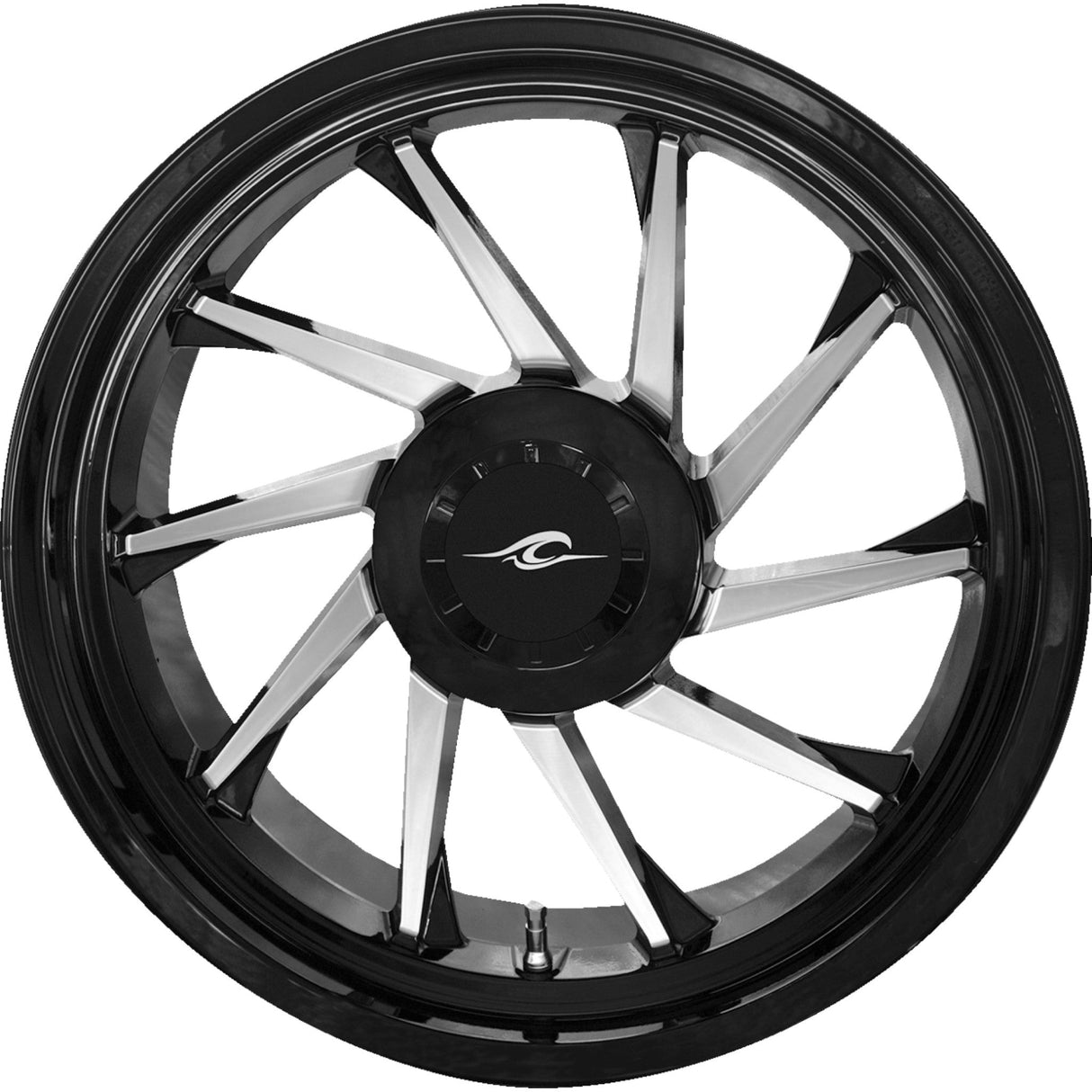 COASTAL MOTO 0202-2230 3D-HURR-187T-BC Hurricane 3D Wheel for Trike - Rear Right - Black/Chrome - 18" - Trike
