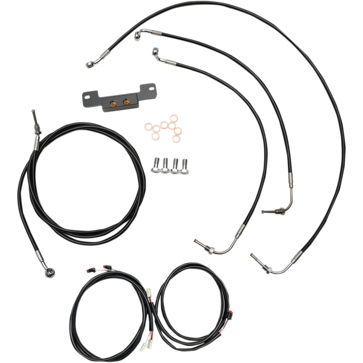 LA Choppers Complete Plug-And-Play Cable Kit 15" 17" Handlebars Black - LA-8055KT3-16B For Harley Touring 2017-2019