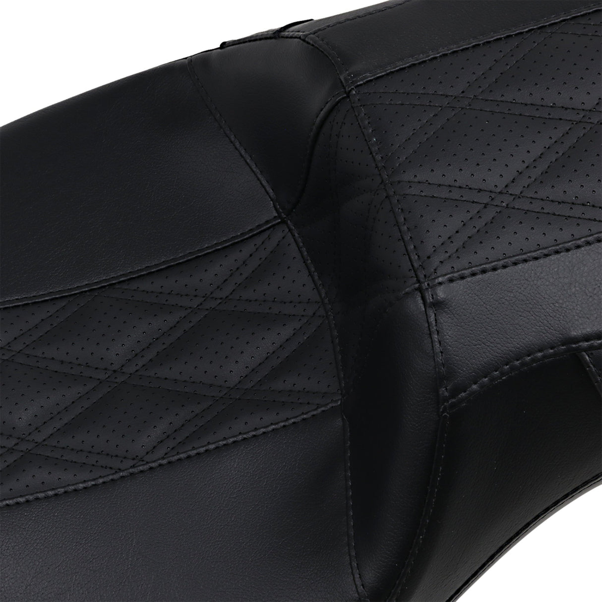 LePera Outcast Daddy Long Legs Seat 2-Up Without Backrest Black With Black Double Diamond Inlay - LK-997DLGT2 For Harley Touring 2008-2022