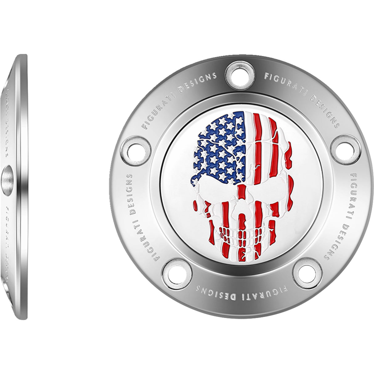Figurati Designs Timing Cover 5 Hole Skull Stainless Steel - FD24-TC-5H-SS For Harley Motorcycles 1999-2017