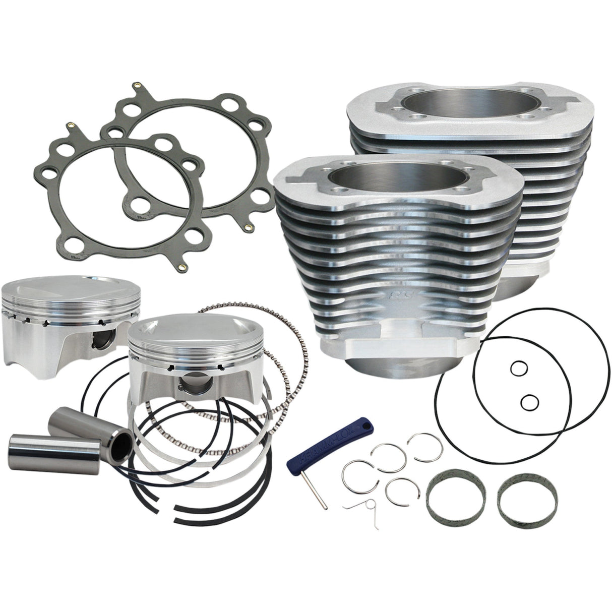 S&S CYCLE 0931-0537 910-0482 Big Bore Cylinder Kit - 98" Big Bore Cylinder Kit - Twin Cam - Silver
