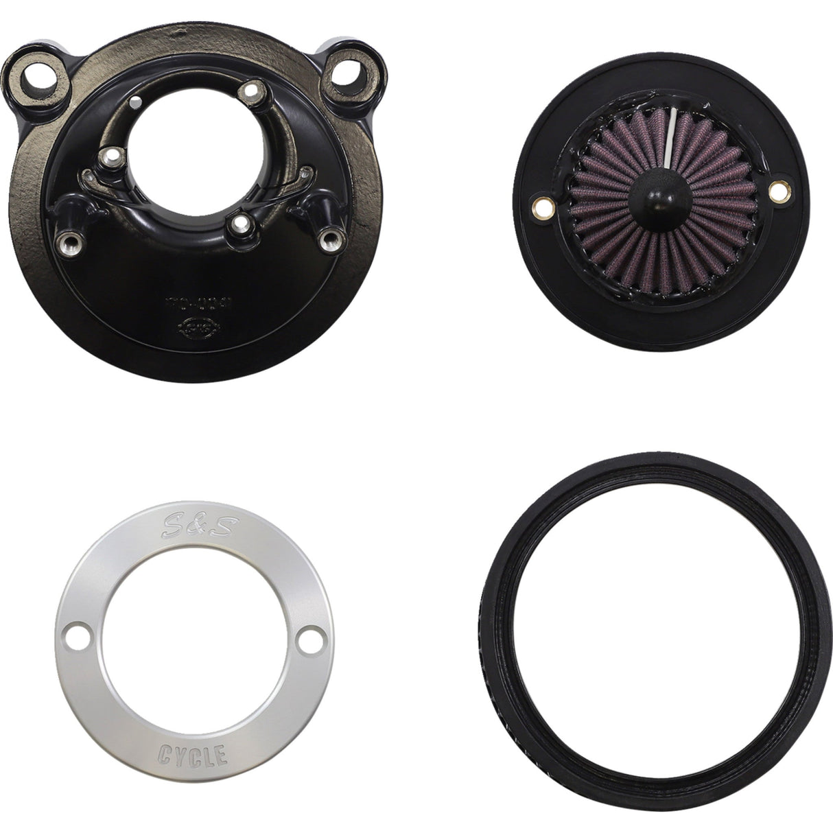 S&S Cycle Air Stinger Stealth Air Cleaner Kit Black Chrome Ring - 170-0724A For Harley Sportster 2007-2022