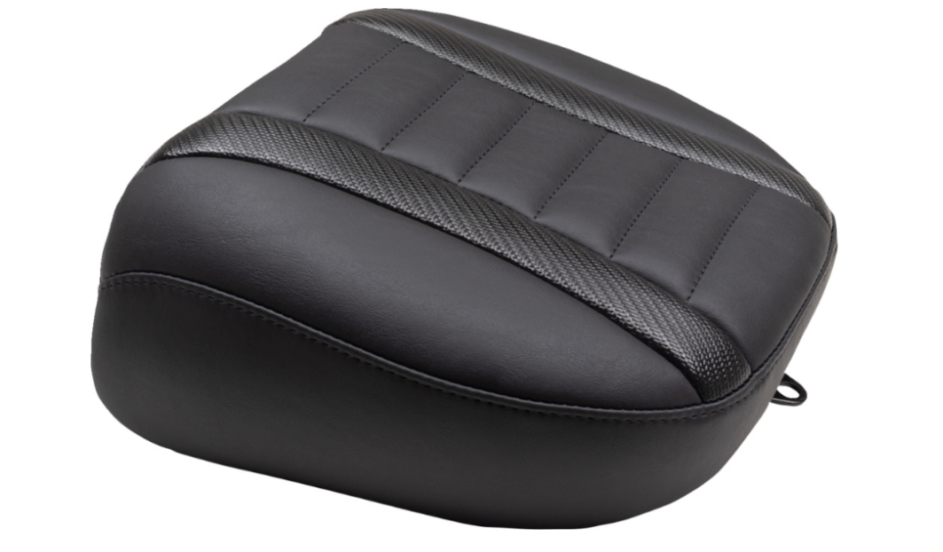 Mustang Deluxe Touring Passenger Seat Black Stitch Carbon Fiber Inlay - 88402 For Harley Touring 2023-2026