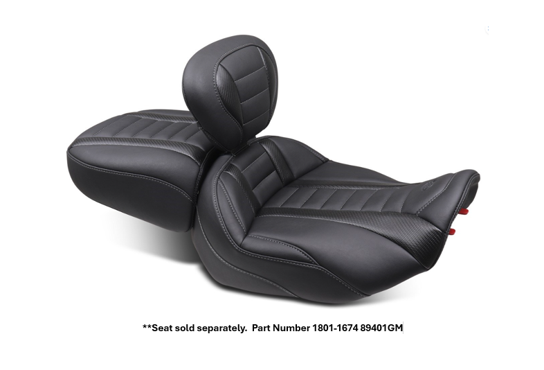 Mustang Deluxe Touring Passenger Seat Gun Metal Stitch Carbon Fiber Inlay - 88402GM For Harley Touring 2023-2026