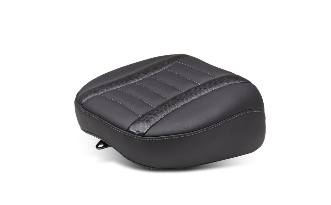 Mustang Deluxe Touring Passenger Seat Gun Metal Stitch Carbon Fiber Inlay - 88402GM For Harley Touring 2023-2026