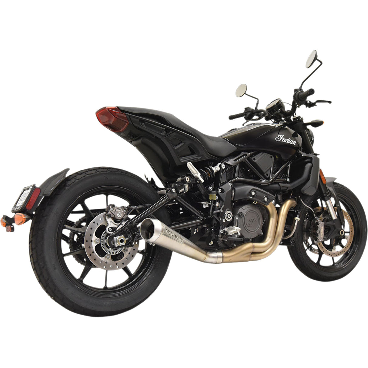 Bassani Xhaust 4" Short Megaphone Muffler Low Mount - 8F127SS For Indian FTR 2019-2020