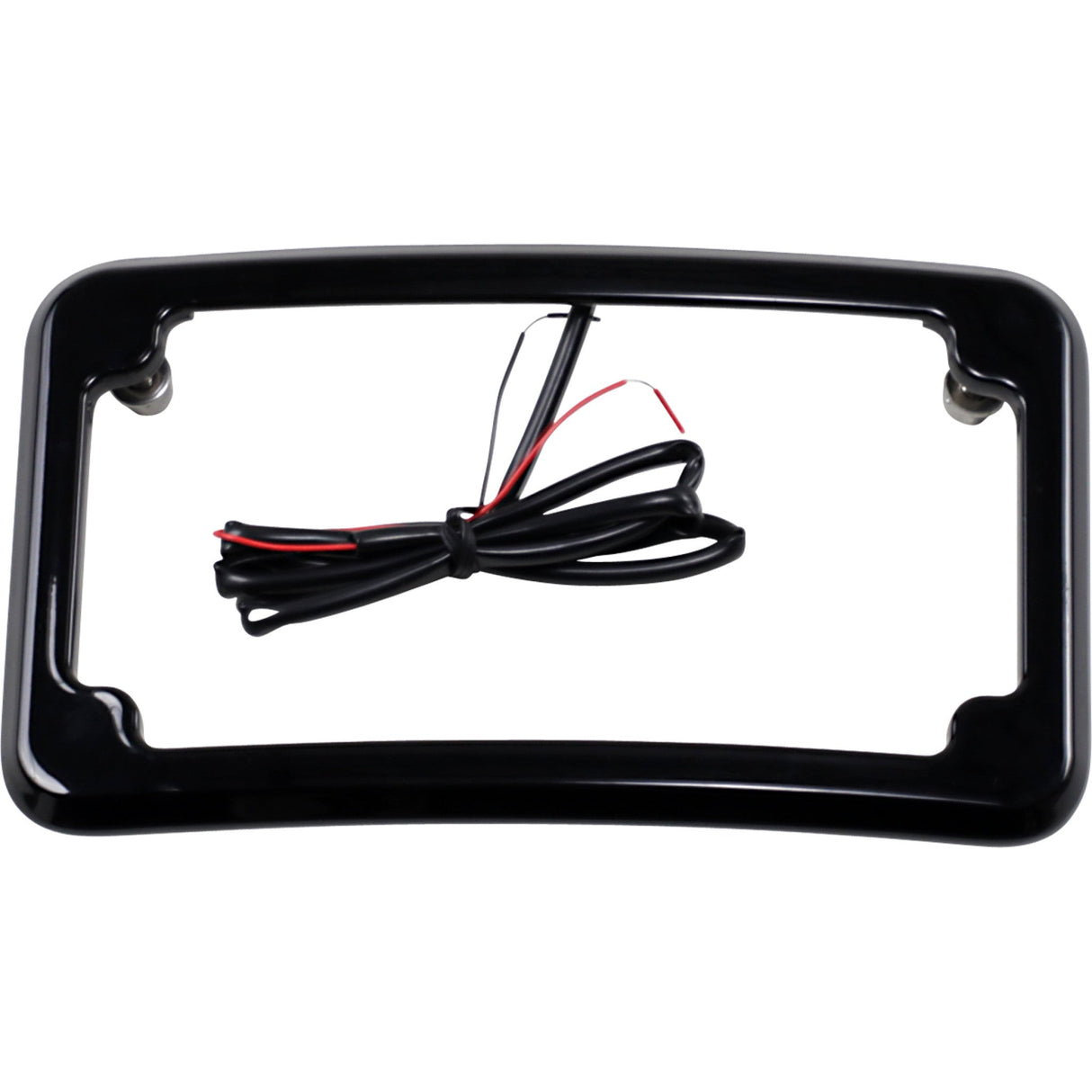 CYCLE VISIONS 2030-1437 CV4617B Beveled License Plate with Lights Beveled License Plate Frame - Black