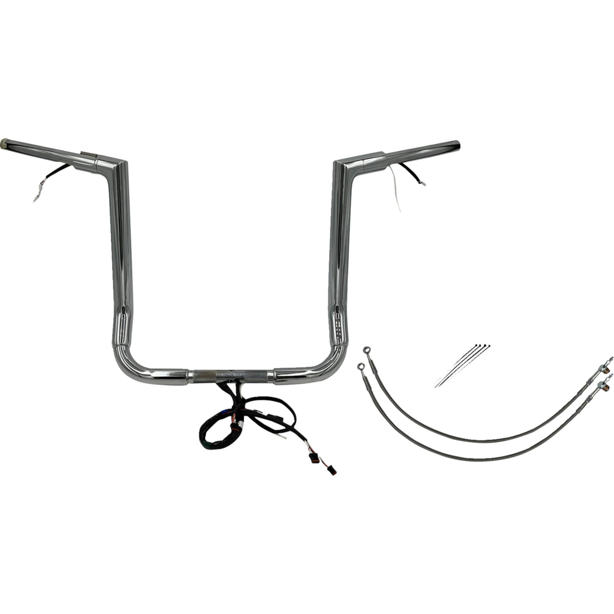 FAT Baggers INC. EZ Install Wired 1-1/2" Flat Top Handlebar Kit 16" Chrome - 601216 For Harley Touring 2014-2015