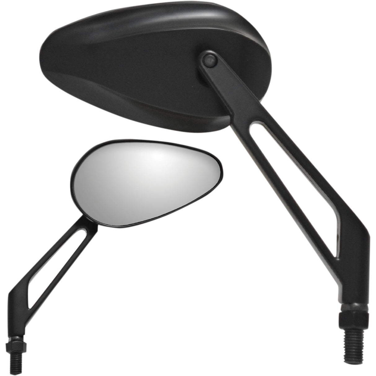 Parts Unlimited X-Treme Mini Teardrop Mirror Side View Teardrop Billet Short Black Each