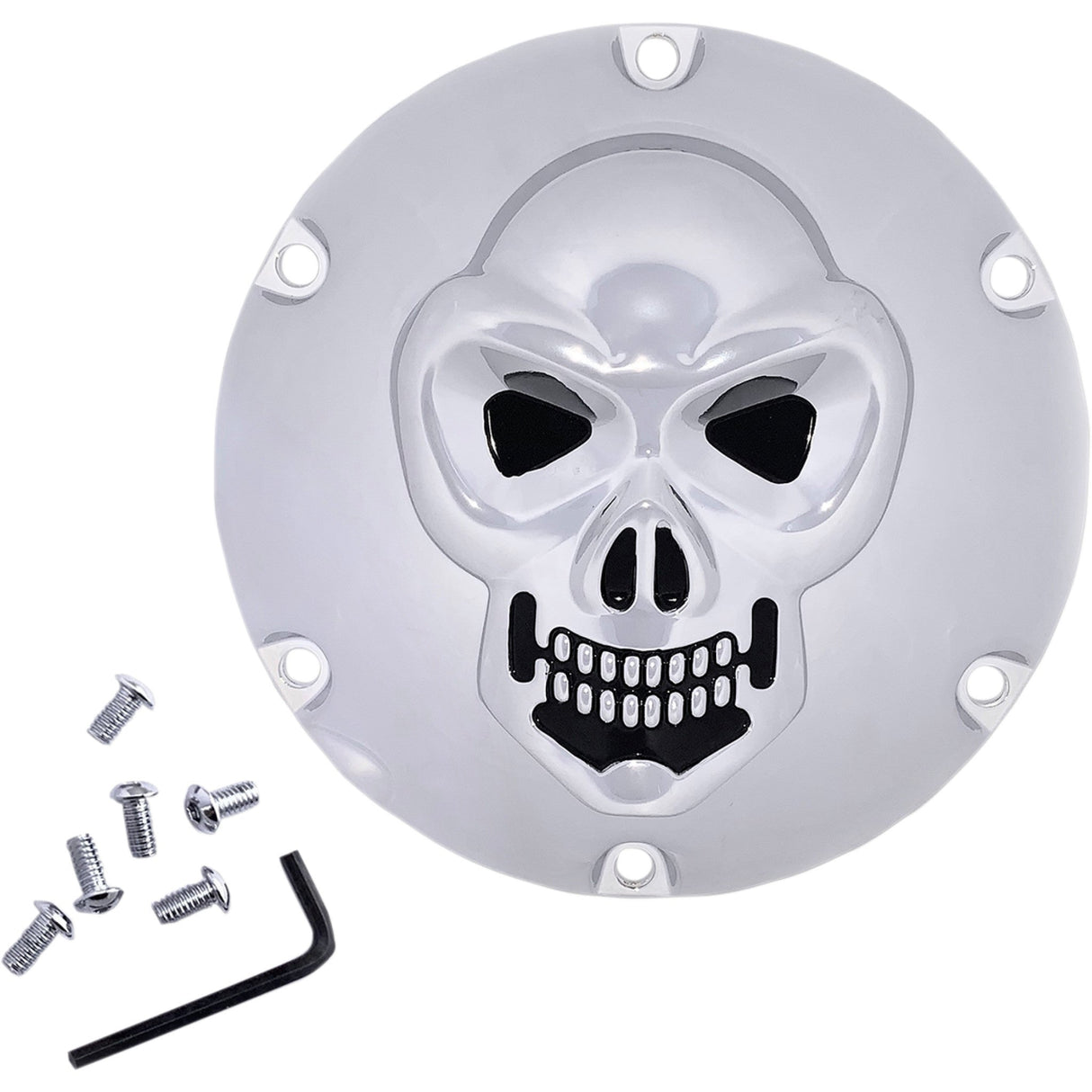 Drag Specialties Chrome 3-D Skull Derby Cover Chrome 6 Hole For Harley Sportster 2004-2022