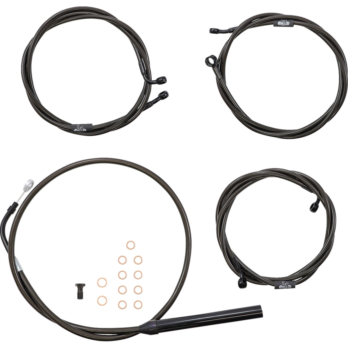 LA Choppers Standard Midnight Braided Handlebar Cable Brake Line Kit — Ape Hanger 12"-14" Ape Hangers - LA-8056KT-13M For Harley Touring 2021-2022