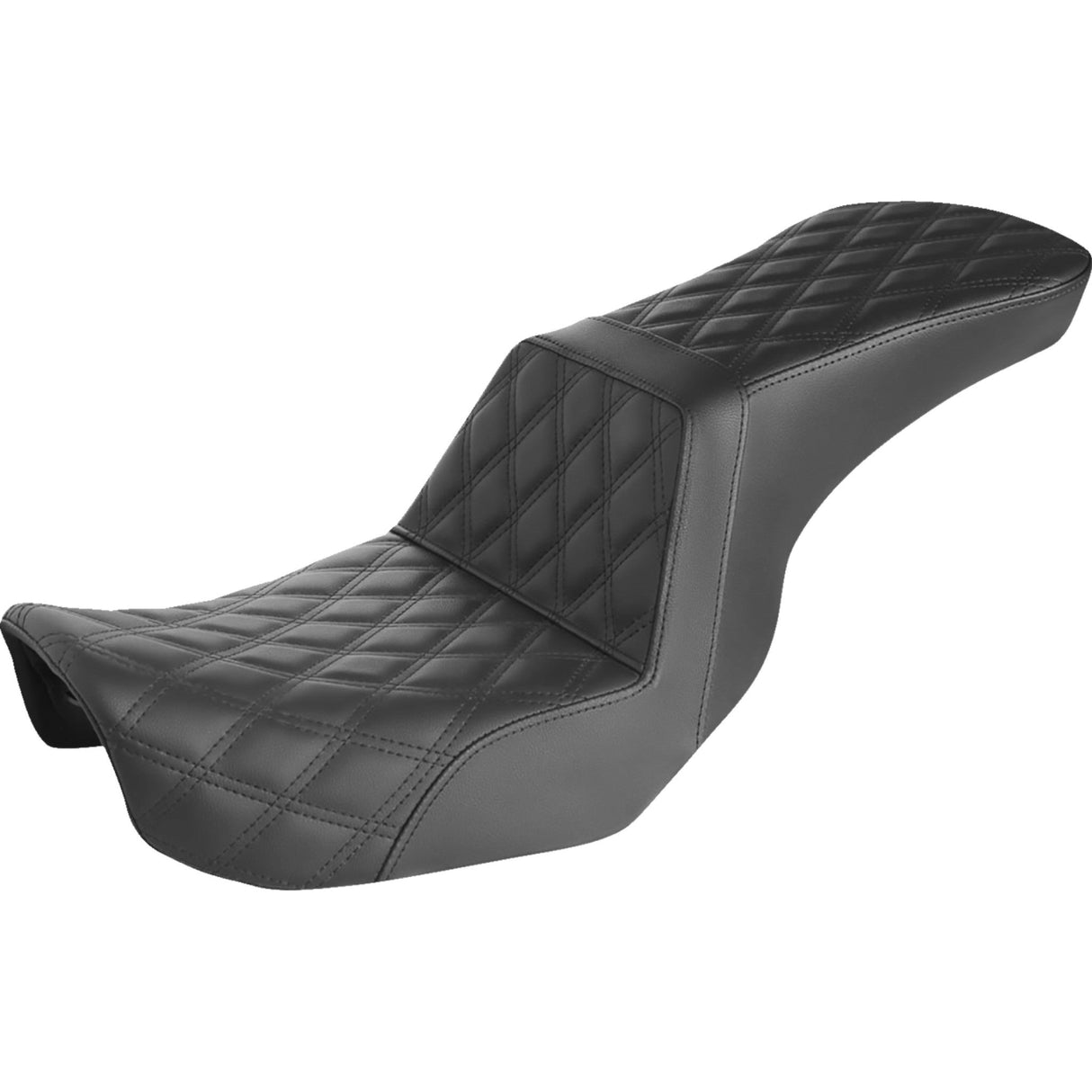 SADDLEMEN 0803-0695 806-04-195 Step-Up Seat — Full Lattice Stitch - Black - Dyna