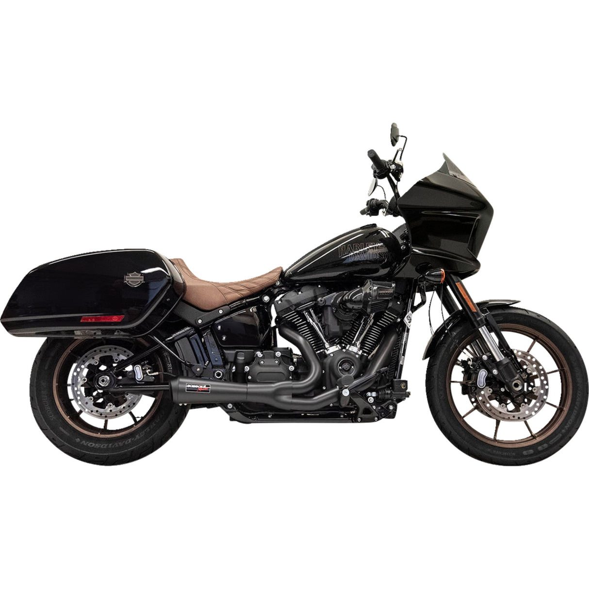 Bassani Xhaust 2-Into-1 The Ripper Short Road Rage Exhaust System Black - 1S74RBE For Harley Softail 2018-2024