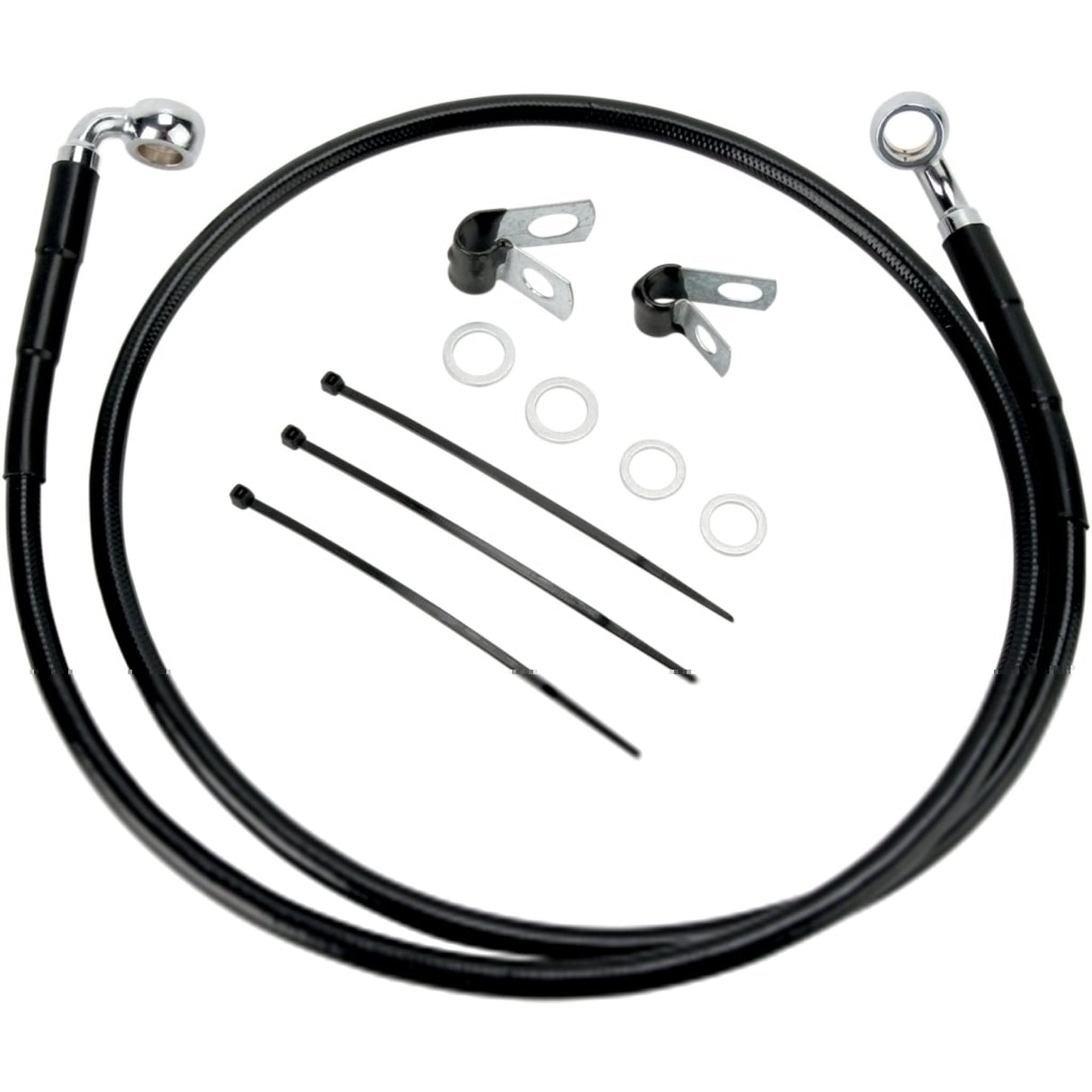 Drag Specialties Extended Length Black Vinyl Brake Line Kit Front Black +8" For Harley Dyna Low Rider 2001-2005