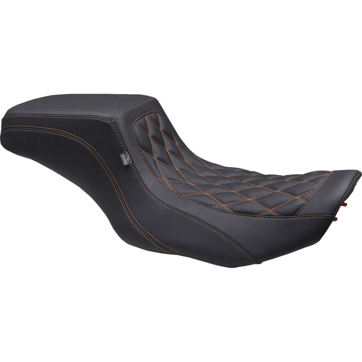 Mustang Double Diamond Squareback Seat Orange Stitch - 88416MO For Harley Touring 2023-2026