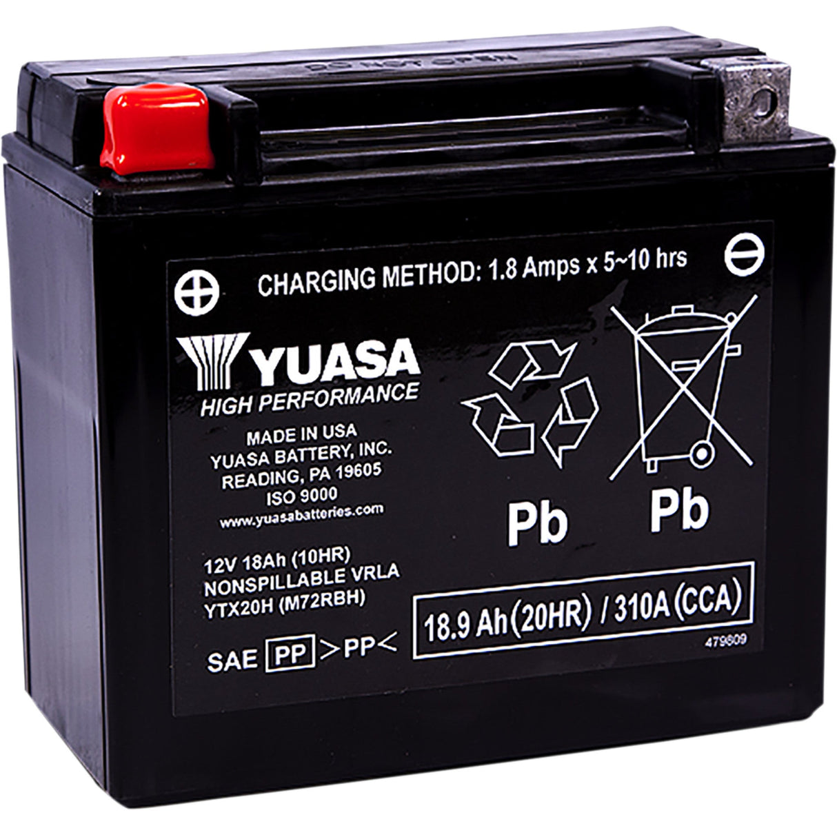 Yuasa YTX Battery - YUAM72RBH For Harley Sportster 1986-1996