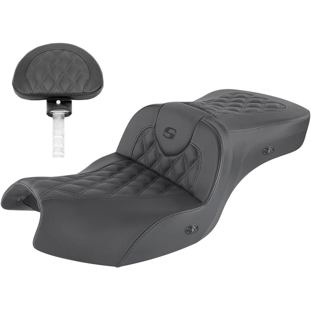 Saddlemen Roadsofa™ Lattice Stitch Heated Seat With Backrest GL - I20-06-182BRHCT For Indian 2020-2026