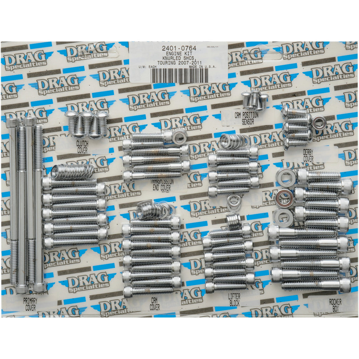 Drag Specialties Complete Motor Bolt Kit Knurled Socket-Head For Harley Touring 2007-2016