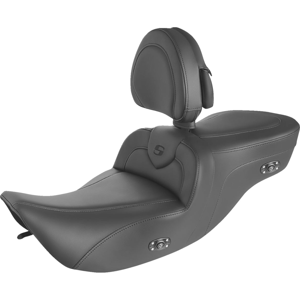 Saddlemen Heated RoadSofa™ Seat With Backrest Black With Black Stitching - 897-06-187BRHCT For Harley Touring 1997-2007