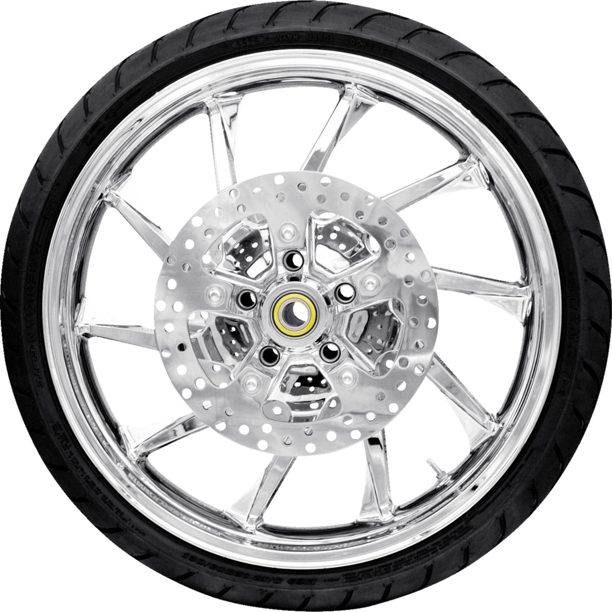 COASTAL MOTO 0335-0017 PKG-HUR213CH-ABST Hurricane Wheel/Rotors/Tire Combination - Hurricane Front Wheel - Chrome (21") | Rotors (11.8") | Dunlop Tire (130/60B21)