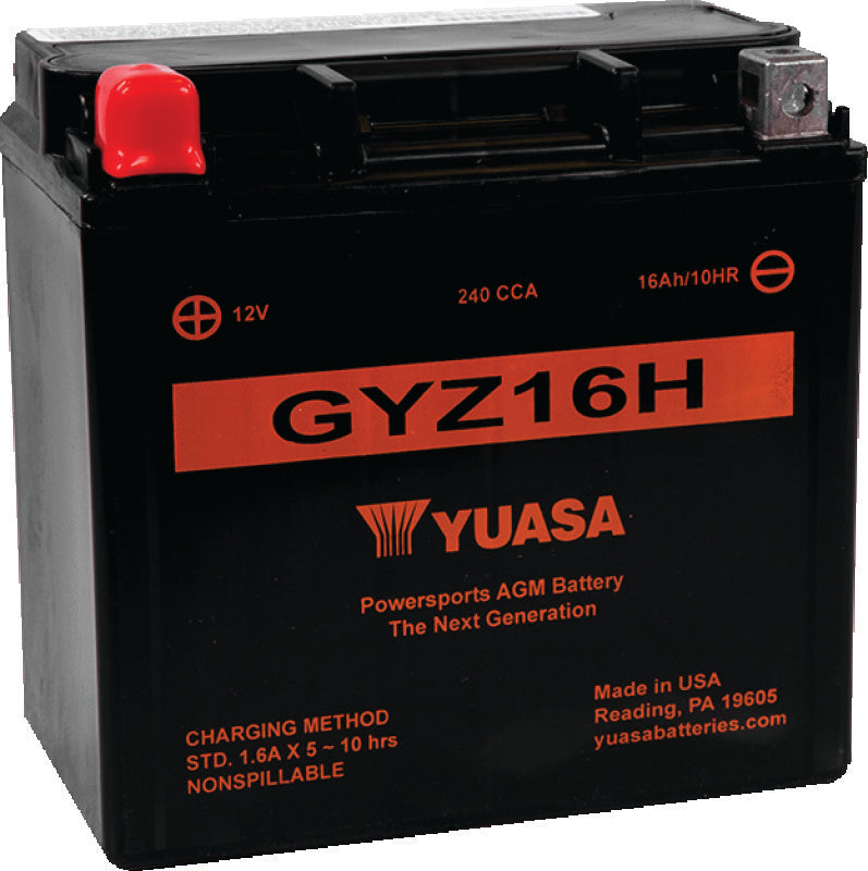 Yuasa Battery YUAM716GH Yuasa GYZ16H High Performance Maintenance Free AGM 12-Volt Battery