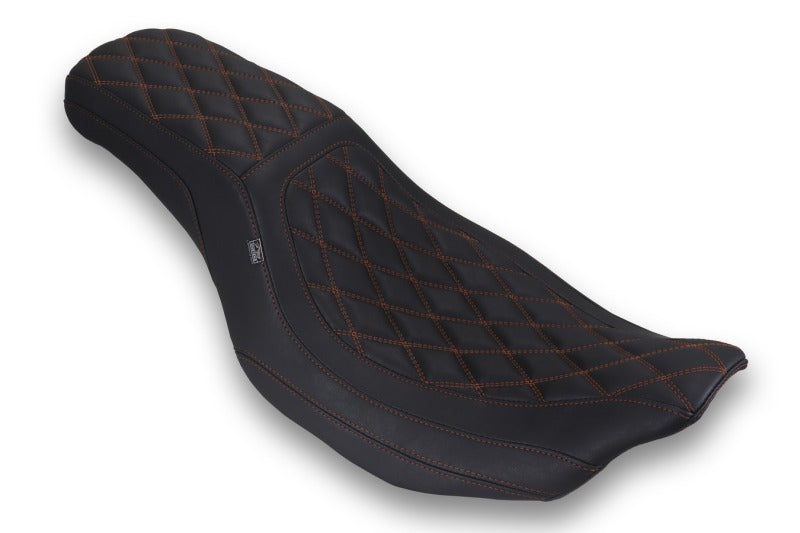 Mustang Motorcycle Mustang Dble Diamond Low Squareback CVO Road Glide (ST), Rd Glide And Str Glide Black Mo - 88514MO For Harley Touring 2023-2026
