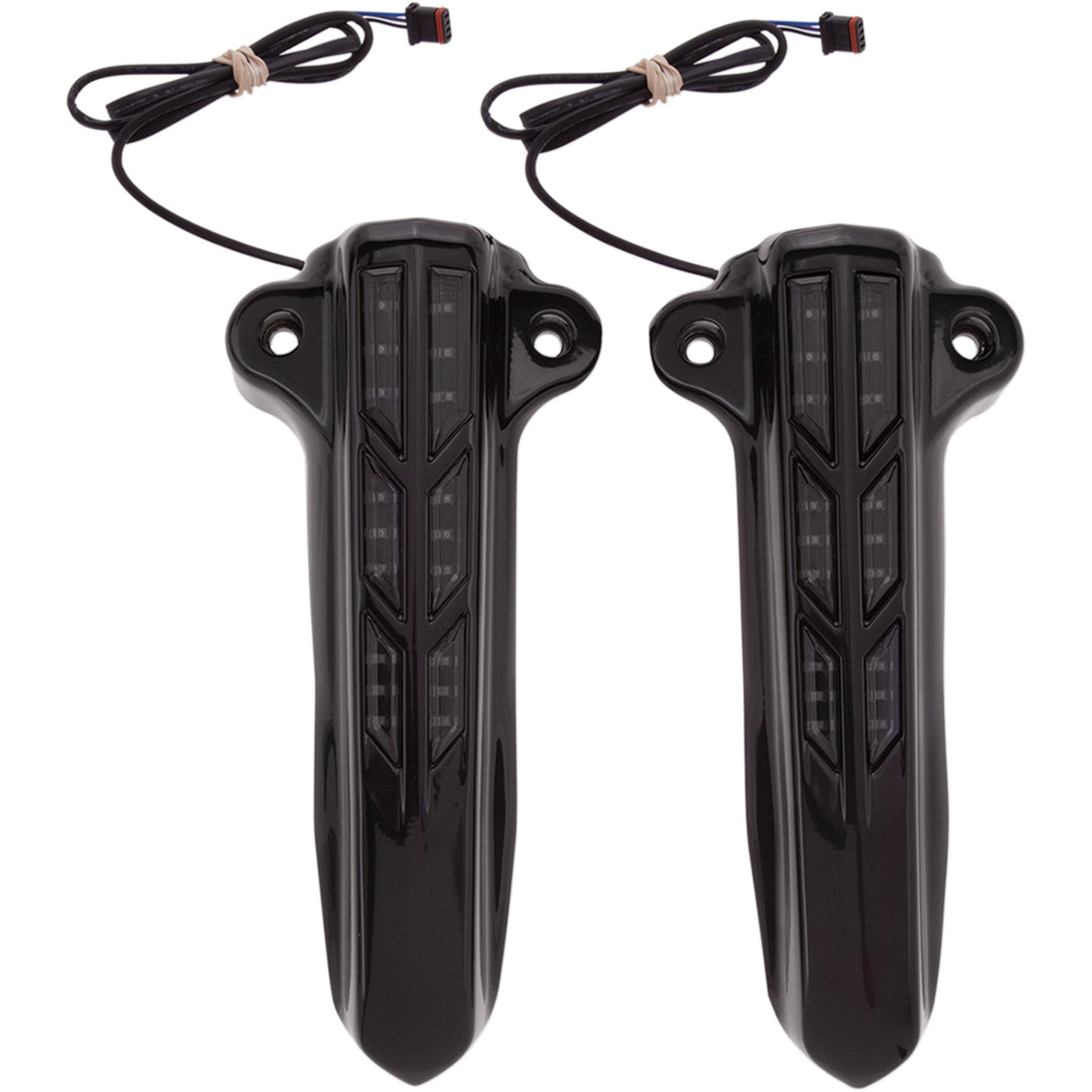 CIRO 0403-0137 43003 Forkini Lower Fork Leg Covers — with LED - Gloss Black - With LEDs