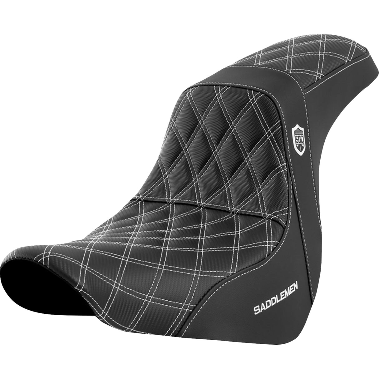 Saddlemen Pro Series SDC Performance Grip Seat Without Backrest White Stitch FL FX - SC81829WHI For Harley Softail 2018-2026