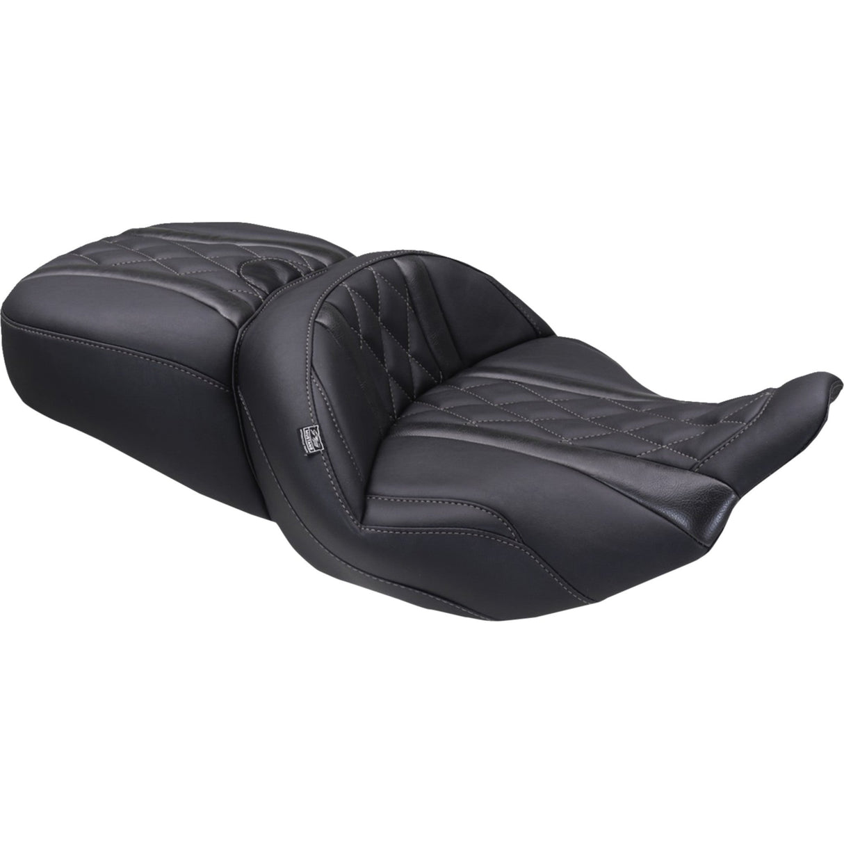 MUSTANG 0801-2129 89411GM Deluxe Touring Seat Deluxe One-Piece, 2-Up Seat - Diamond - Gunmetal Stitch - FLT/FLH '23-'25