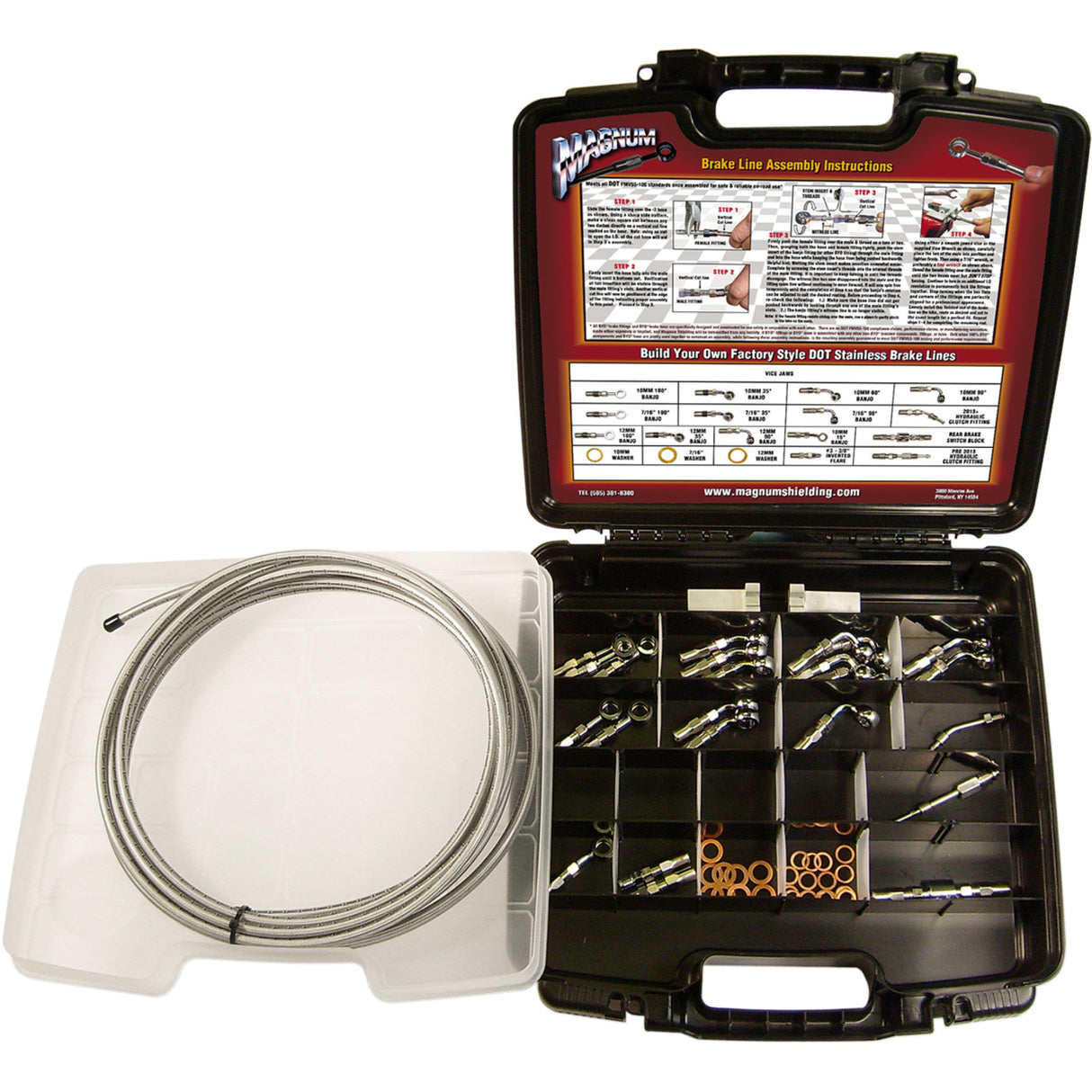 MAGNUM SHIELDING 1742-0412 399001 BYO® Build-Your-Own Brake Line Deluxe Kit - Chrome