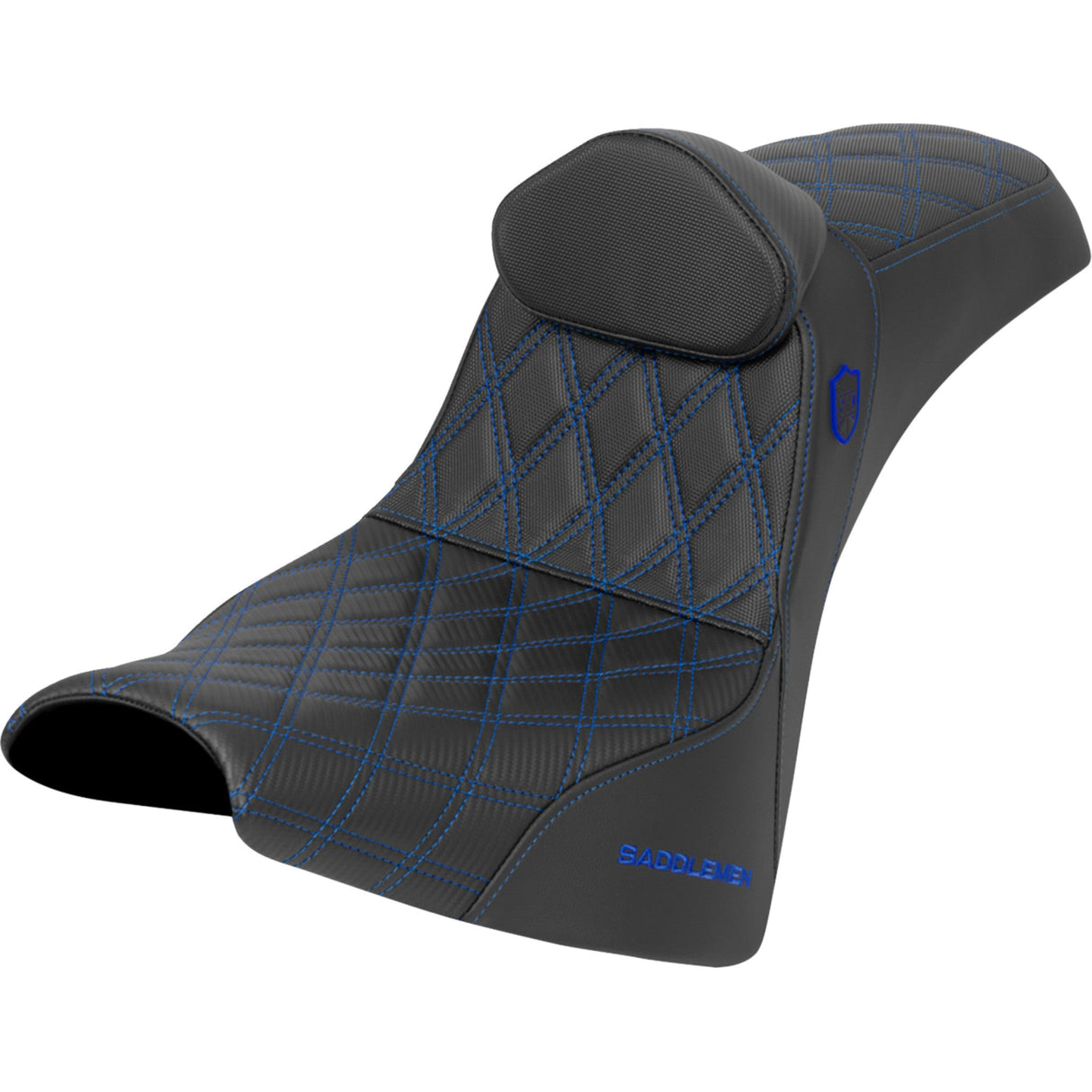 SADDLEMEN 0802-1692 SC81830DB1 Pro Series SDC Performance Grip Seat Pro Series SDC Performance Seat - w/ Backrest - Blue Stitch - Gripper - FXBB/FXST '18-'25