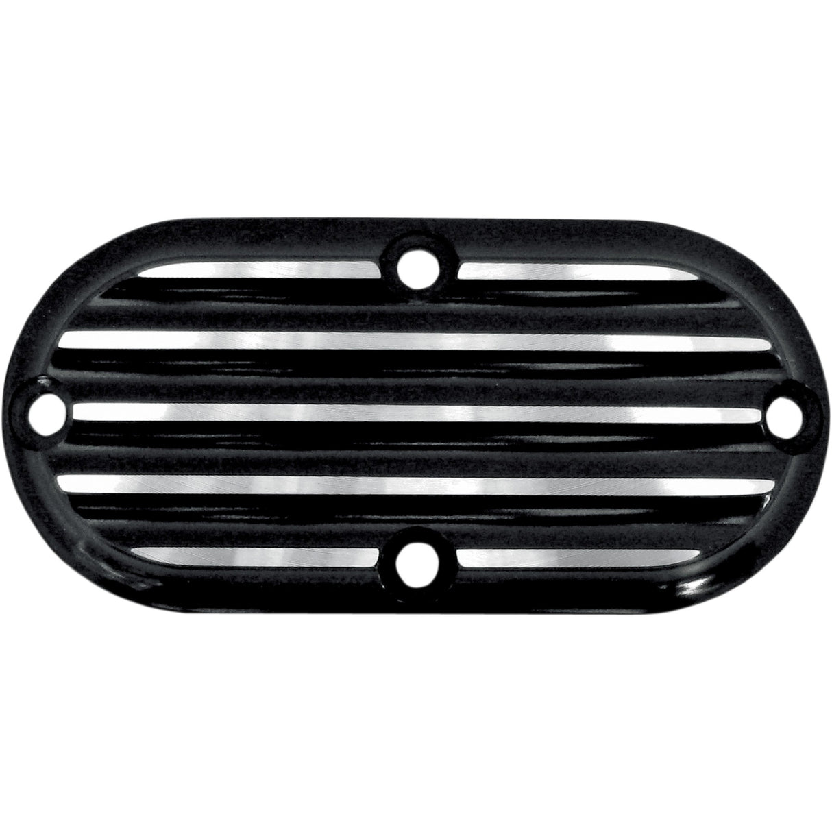 Joker Machine Billet Inspection Cover Finned Black Silver - 06-95TC For Harley Dyna / Softail / Screamin' / 15th Anniversary 1999-2006