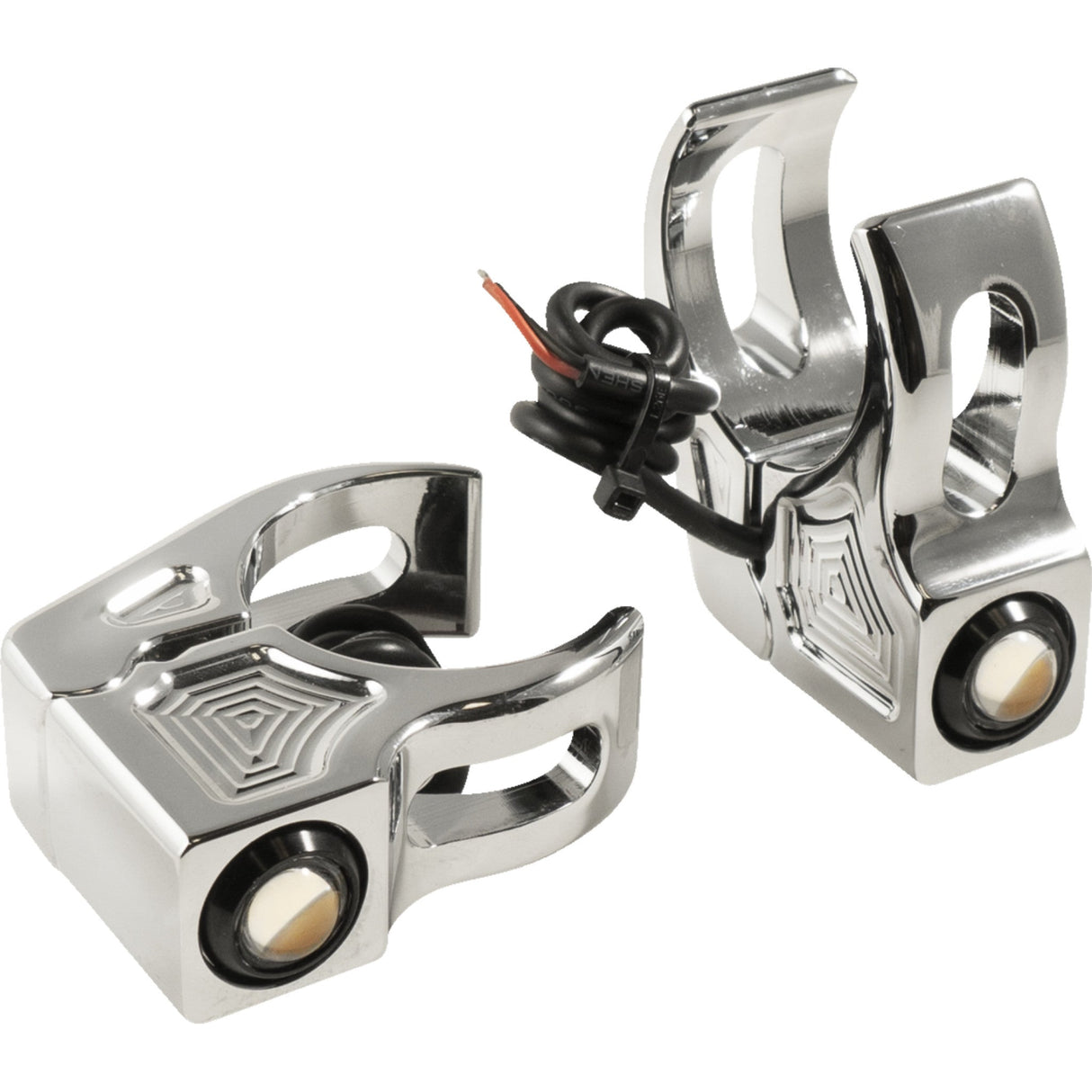 JOKER MACHINE 2020-2143 05-220-3 Fork Mount Turn Signals - 39 mm - Amber - Chrome