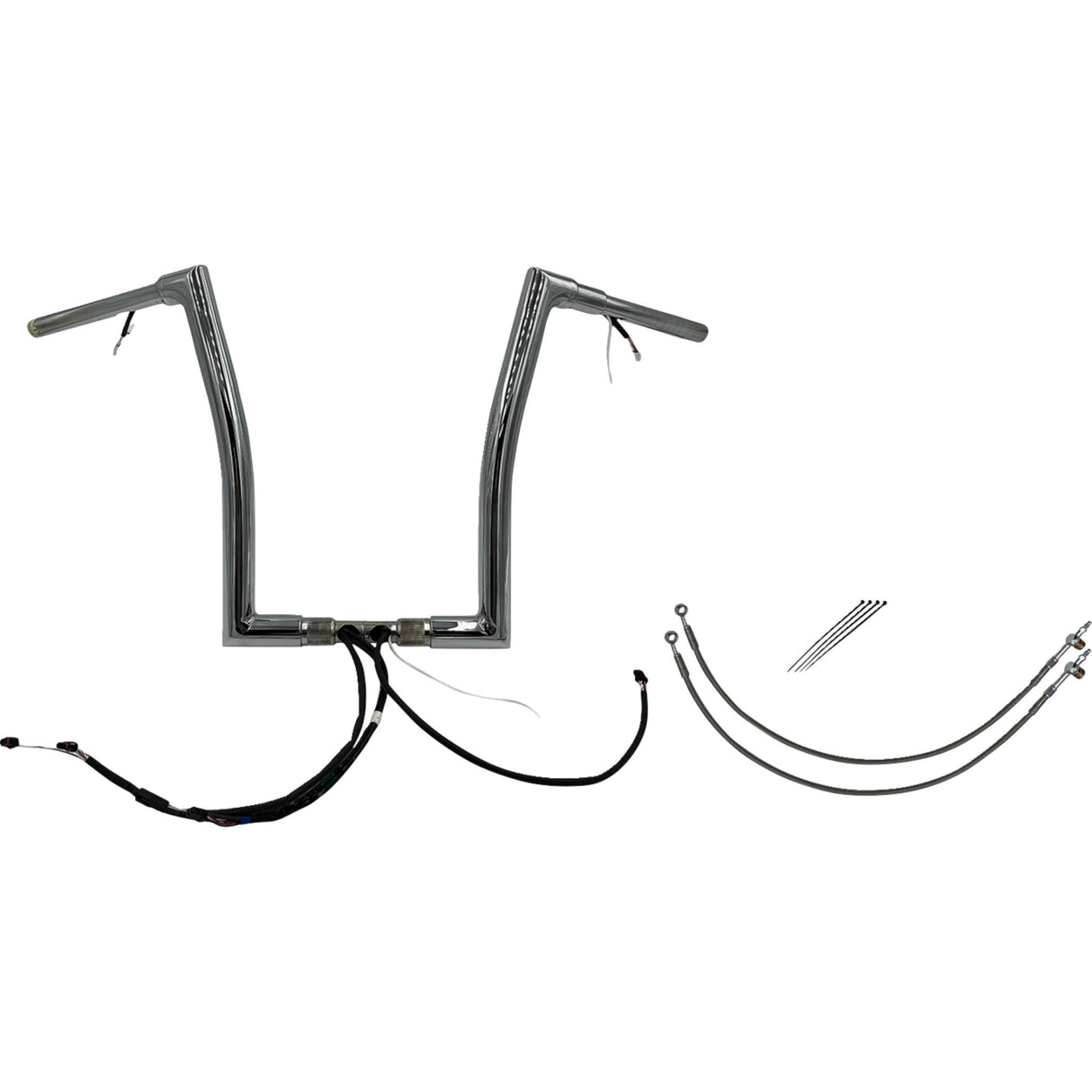 FAT BAGGERS INC. 0601-6087 601316 EZ Install Wired 1-1/2" Flat Top Handlebar Kit - 16" - Chrome