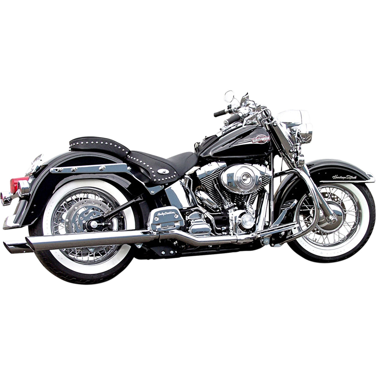 Bassani Xhaust Slip-On Mufflers For True Dual Headers Slash-Cut With Standard 2" Baffles Chrome - 31117B For Harley Softail 1989-2017