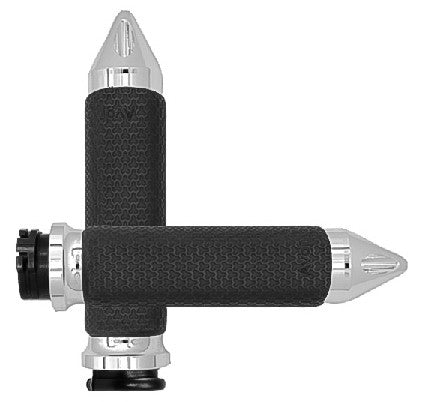 Avon Cable Throttle Memory Foam Grip Chrome - MF-63-CH-SPK For Harley Motorcycles 1984-2018