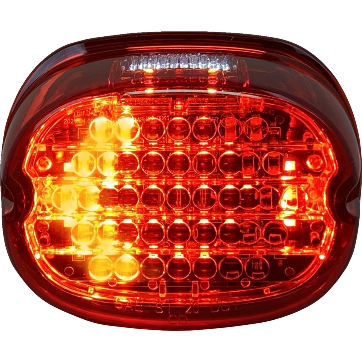 Custom Dynamics Low Profile LED Taillight With Integrated Auxiliary Turn Signals Top Window Red Lens - CD-INT-TL-W-R For Harley Motorcycles 1999-2024