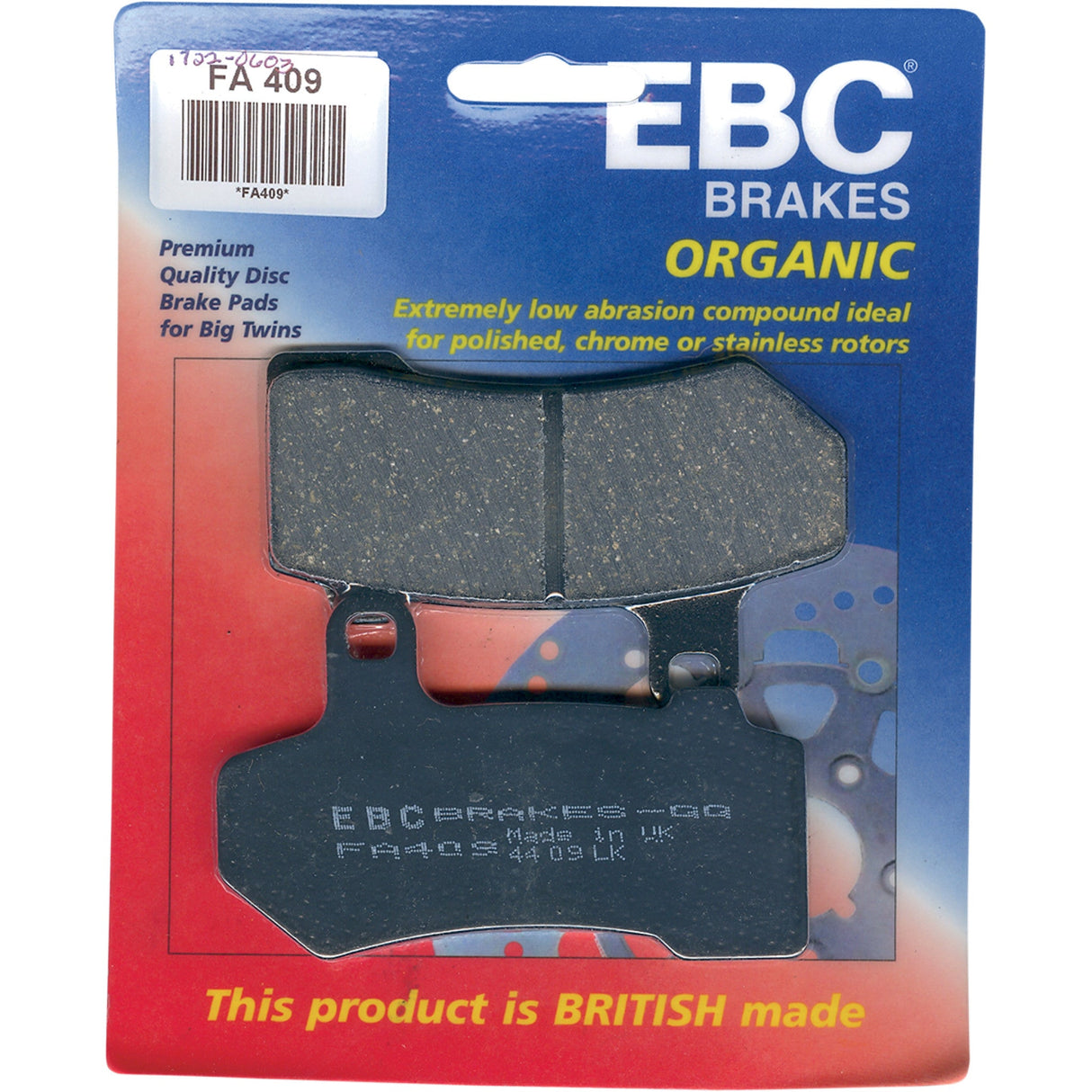 EBC Organic Harley Buell Brake Pads - FA409 For Harley Motorcycles 2006-2024