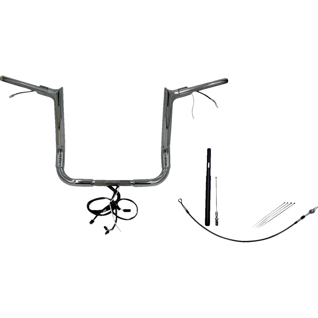 FAT Baggers INC. EZ Install Wired 1-1/2" Pointed Top Handlebar Kit 14" Chrome - 812014 For Harley Touring 2021-2022