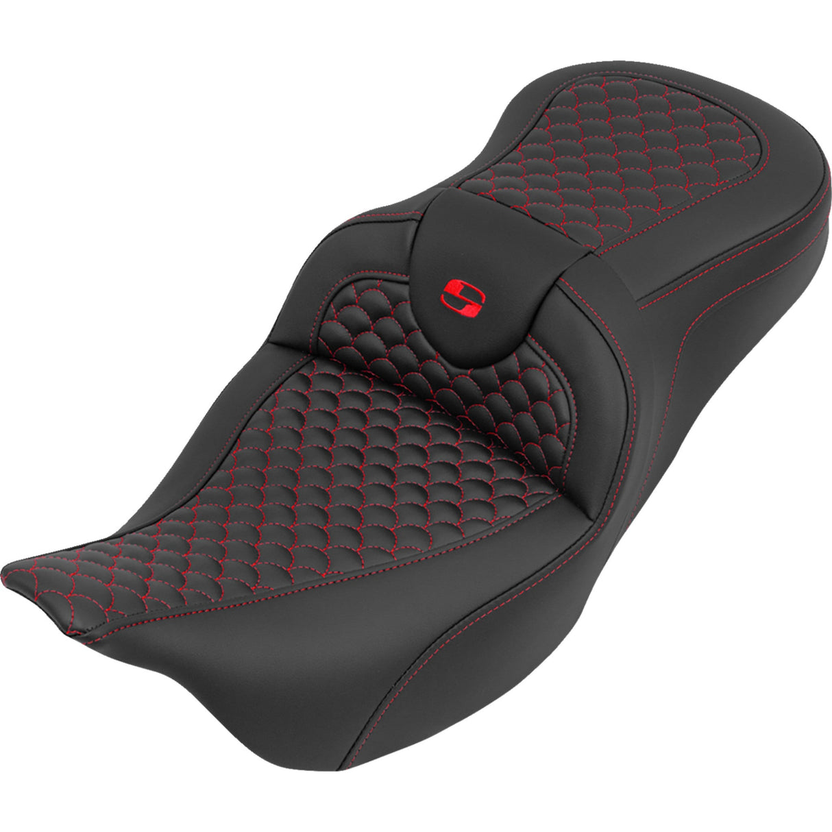 Saddlemen RoadSofa™ Seat Without Backrest Dragon Stitch Red Stitch - 808-07B-20804 For Harley Touring 2008-2024