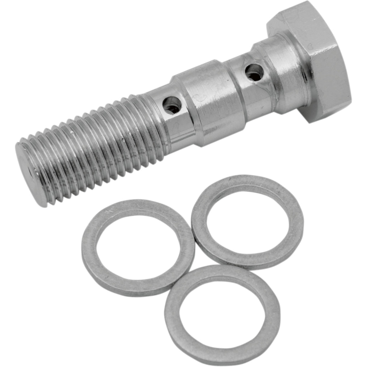 DRAG SPECIALTIES DS098117 Universal Chrome Steel Banjo Bolt Banjo Bolt - 3/8-24 - Dual