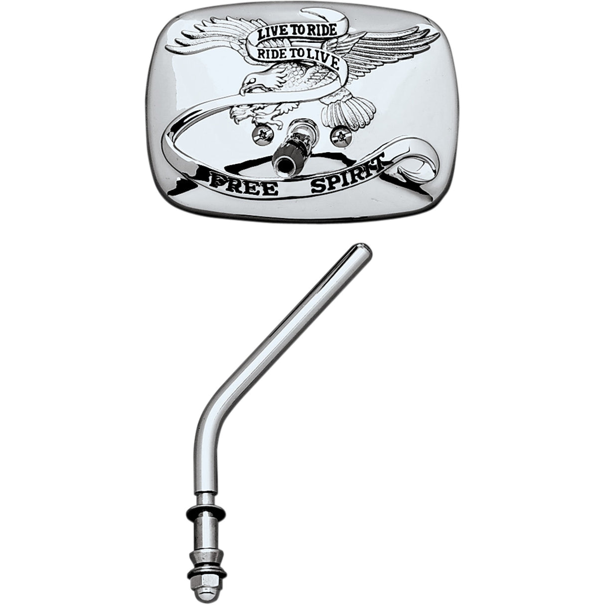EMGO 2031703 20-31703A "Live to Ride" Custom Mirror Mirror - "Live to Ride" - Side View - Rectangle - Chrome - Left