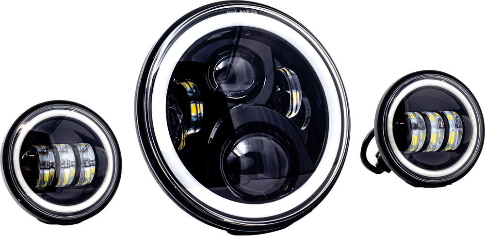 Letric Lighting Co LLC-Ilhk-7B 7" LED Hdlgt With Pass Lamps Black For Indian 2015-2024